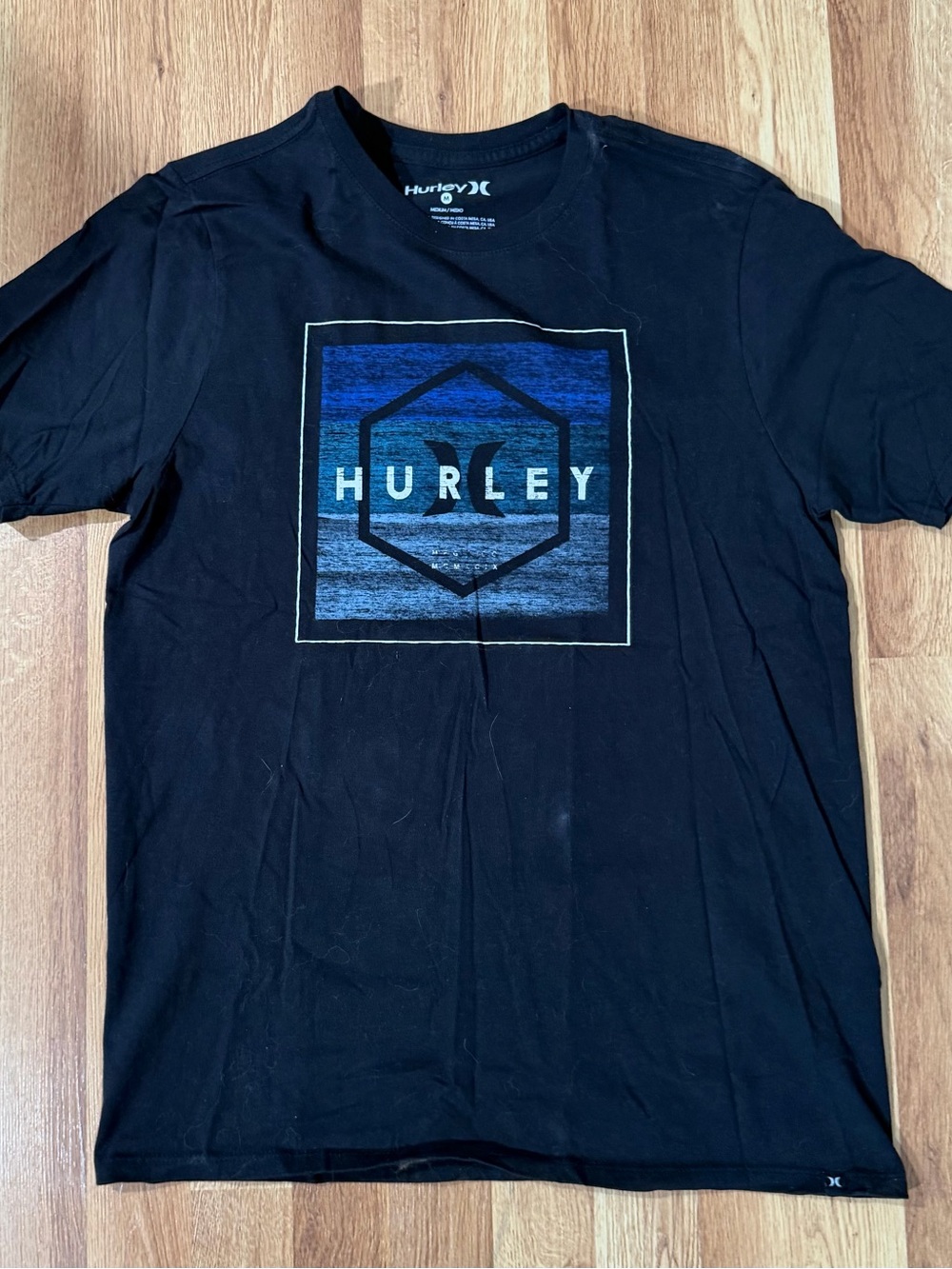 Hurley Navy Short-Sleeve Tee with Blue Gradient Logo